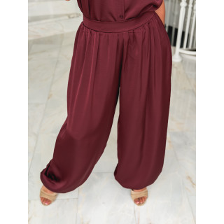 Pantalon satiné Sybille - Bordeaux