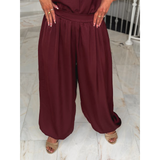 Pantalon satiné Sybille - Bordeaux