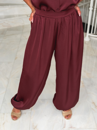 Pantalon satiné Sybille - Bordeaux Pantalon satiné Sybille - Bordeaux