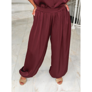 Pantalon satiné Sybille - Bordeaux