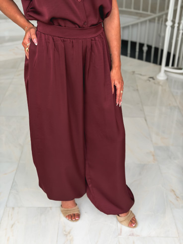 Pantalon satiné Sybille - Bordeaux Pantalon satiné Sybille - Bordeaux
