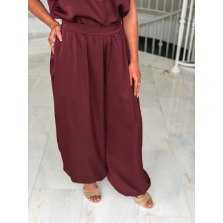 Pantalon satiné Sybille - Bordeaux
