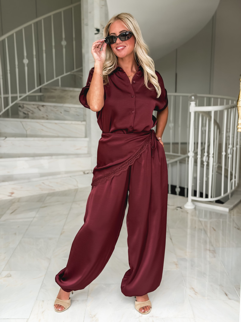 Pantalon satiné Sybille - Bordeaux Pantalon satiné Sybille - Bordeaux