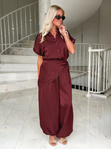 Pantalon satiné Sybille - Bordeaux Pantalon satiné Sybille - Bordeaux