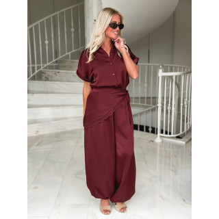 Pantalon satiné Sybille - Bordeaux