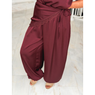 Pantalon satiné Sybille - Bordeaux