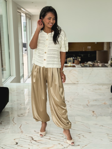 Pantalon satiné Nysa - Taupe