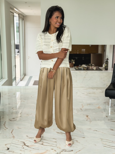 Pantalon satiné Nysa - Taupe