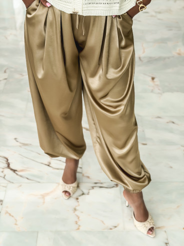 Pantalon satiné Nysa - Taupe