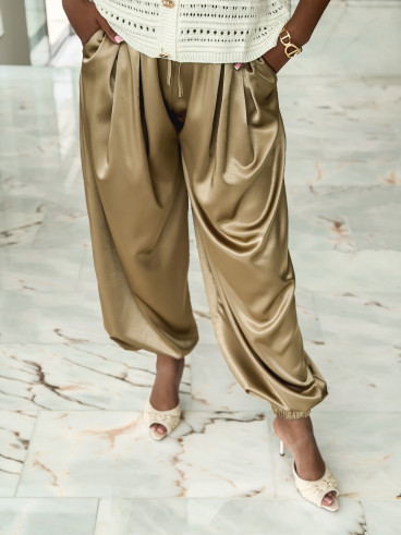 Pantalon satiné Nysa - Taupe