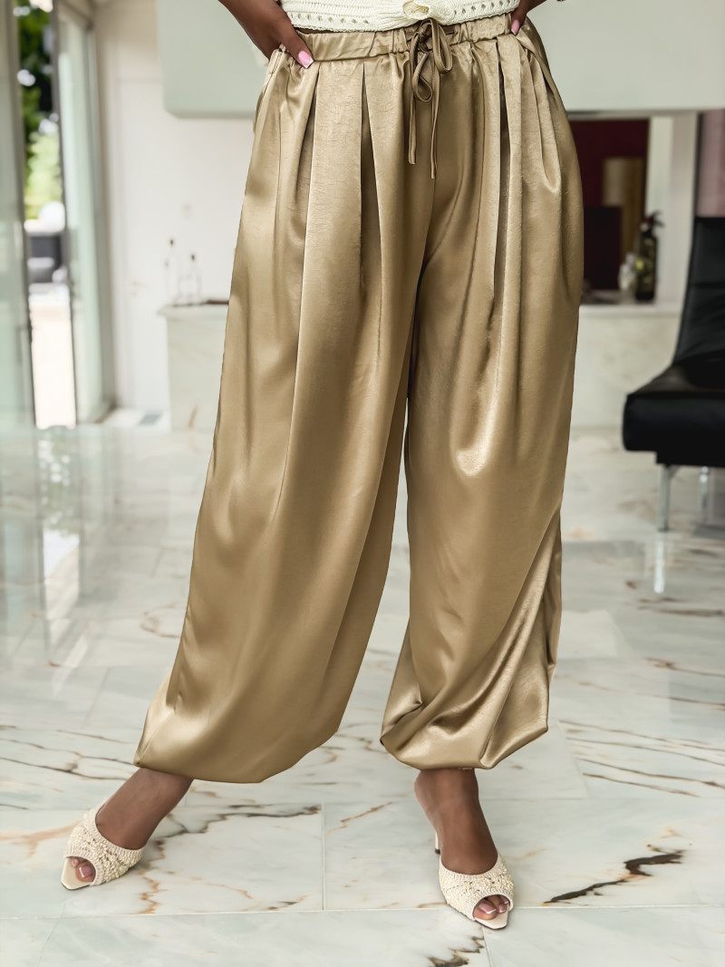 Pantalon satiné Nysa - Taupe