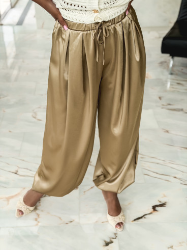Pantalon satiné Nysa - Taupe