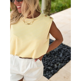 T-shirt ligné Sunday - Jaune
