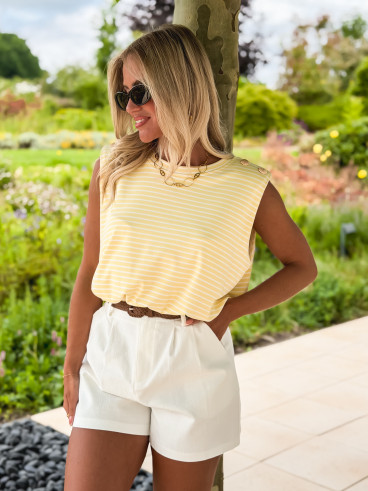 T-shirt ligné Sunday - Jaune