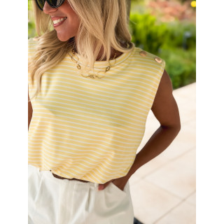 T-shirt ligné Sunday - Jaune