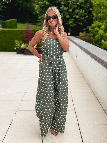 Combinaison pantalon à pois Laorie - Kaki Combinaison pantalon à pois Laorie - Kaki