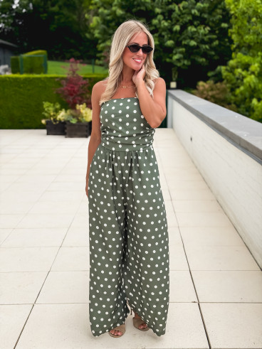 Combinaison pantalon à pois Laorie - Kaki Combinaison pantalon à pois Laorie - Kaki