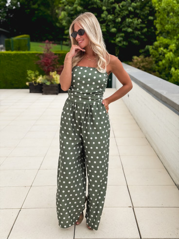 Combinaison pantalon à pois Laorie - Kaki Combinaison pantalon à pois Laorie - Kaki