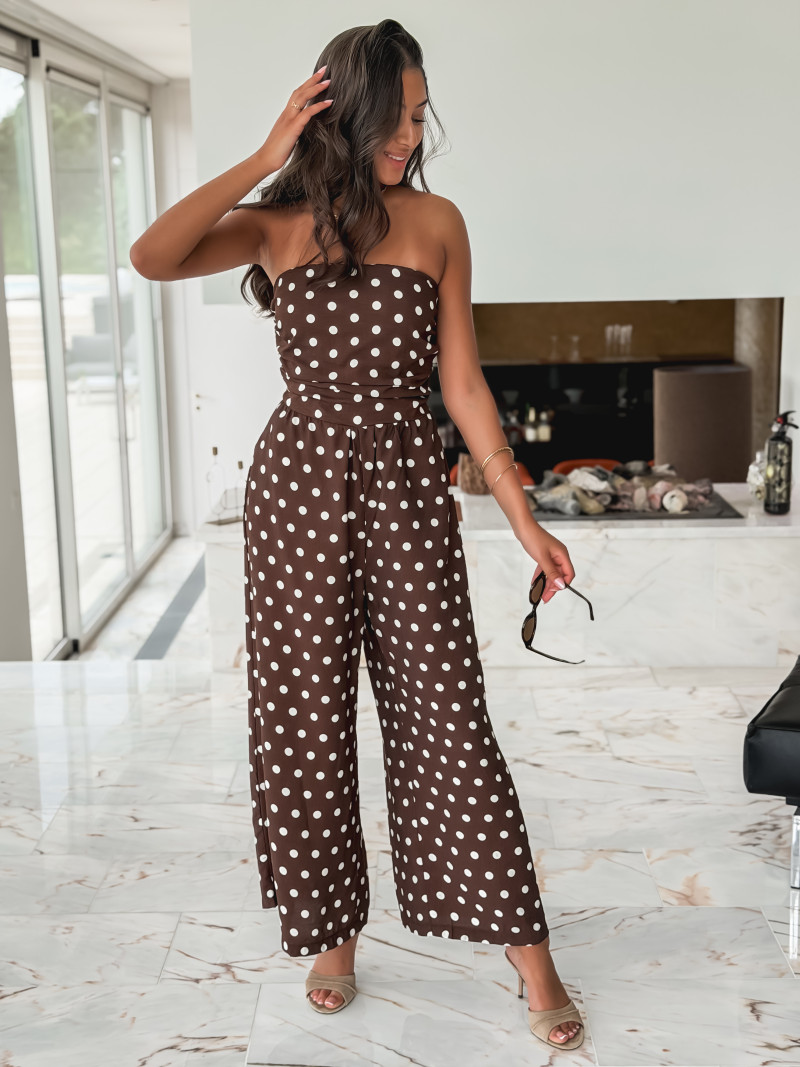 Combinaison pantalon à pois Laorie - Chocolat Combinaison pantalon à pois Laorie - Chocolat