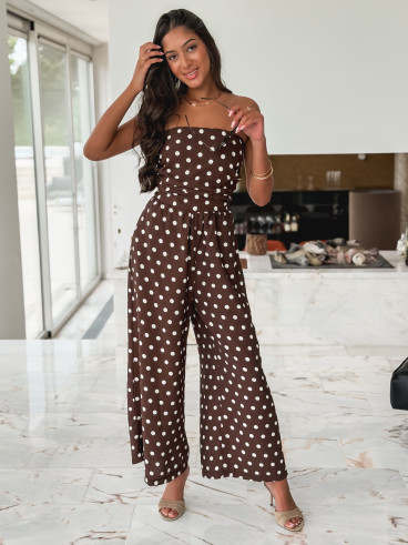 Combinaison pantalon à pois Laorie - Chocolat Combinaison pantalon à pois Laorie - Chocolat
