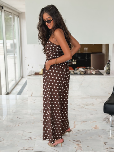 Combinaison pantalon à pois Laorie - Chocolat Combinaison pantalon à pois Laorie - Chocolat