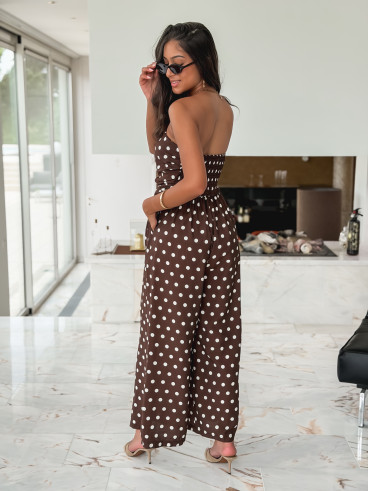 Combinaison pantalon à pois Laorie - Chocolat Combinaison pantalon à pois Laorie - Chocolat