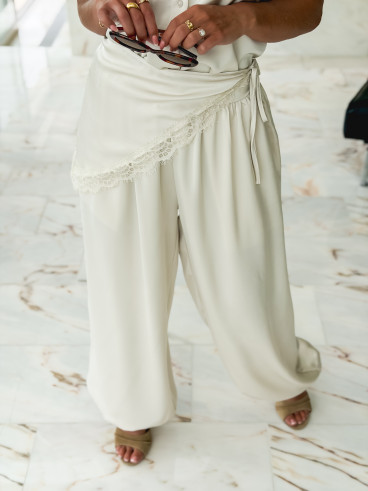 Pantalon satiné Sybille - Beige