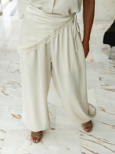 Pantalon satiné Sybille - Beige