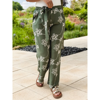 Pantalon à fleurs Mélissandre - Kaki