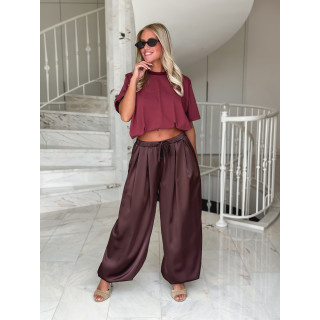 Pantalon satiné Nysa - Chocolat