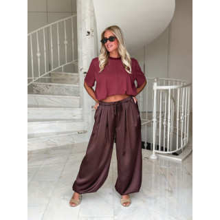 Pantalon satiné Nysa - Chocolat