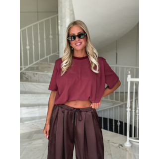 Pantalon satiné Nysa - Chocolat