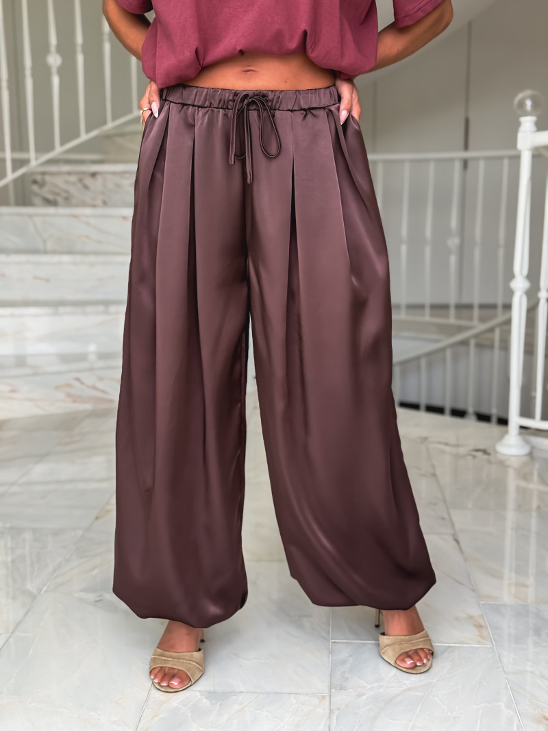 Pantalon satiné Nysa - Chocolat Pantalon satiné Nysa - Chocolat