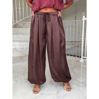 Pantalon satiné Nysa - Chocolat