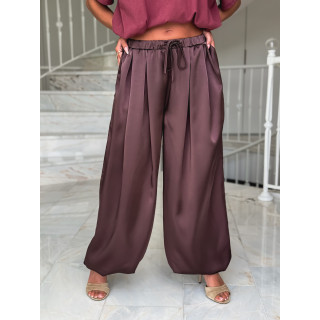 Pantalon satiné Nysa - Chocolat
