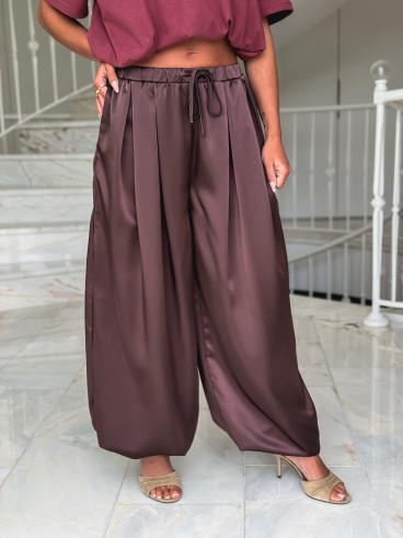 Pantalon satiné Nysa - Chocolat Pantalon satiné Nysa - Chocolat