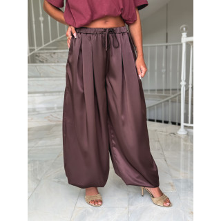 Pantalon satiné Nysa - Chocolat
