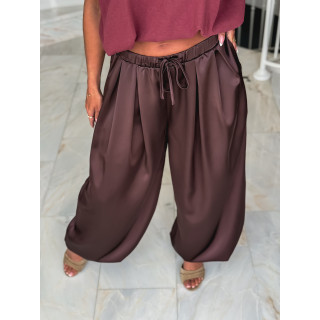 Pantalon satiné Nysa - Chocolat