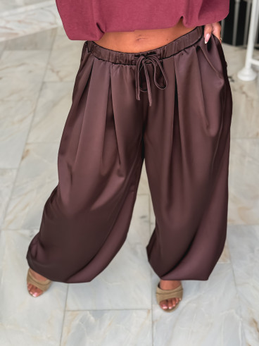 Pantalon satiné Nysa - Chocolat Pantalon satiné Nysa - Chocolat