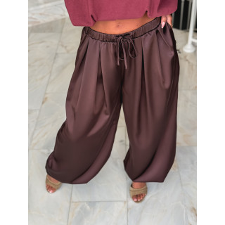 Pantalon satiné Nysa - Chocolat