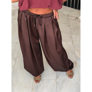 Pantalon satiné Nysa - Chocolat