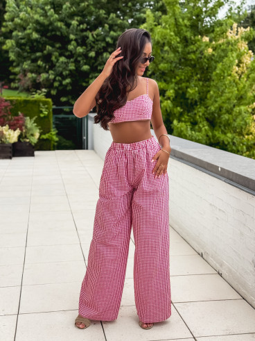 Pantalon vichy Sahna - Rouge