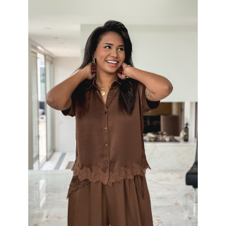 Chemise manches courtes Sybille - Chocolat