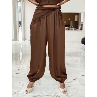 Pantalon satiné Sybille - Chocolat