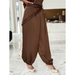 Pantalon satiné Sybille - Chocolat