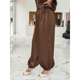 Pantalon satiné Sybille - Chocolat