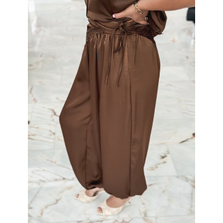 Pantalon satiné Sybille - Chocolat