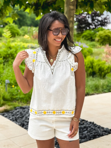 Blouse Lætitia - Ecru/Kaki