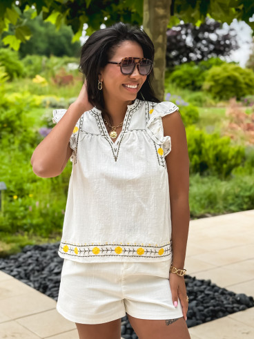 Blouse Lætitia - Ecru/Kaki