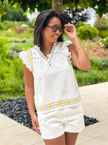 Blouse Lætitia - Ecru/Kaki